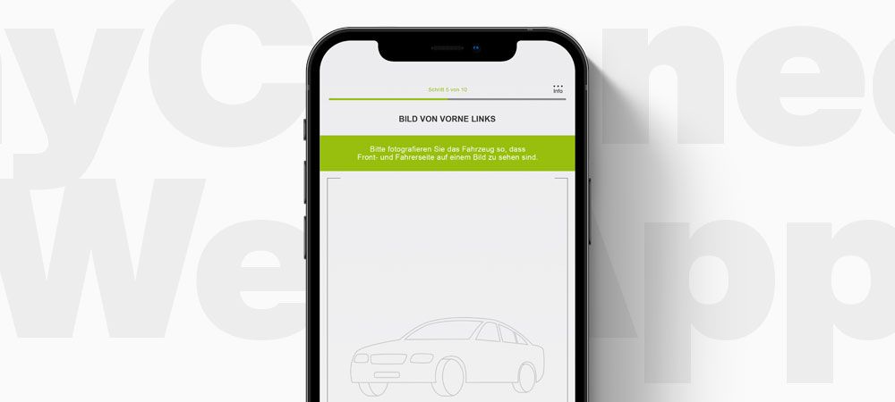 Unsere myConnect WebApp ermöglicht die geführte Schadenaufnahme durch den Kunden